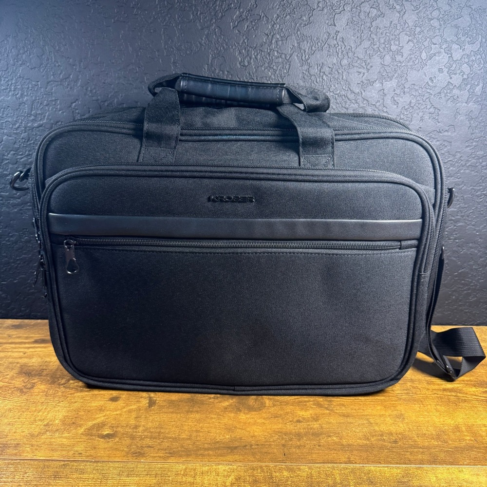 KROSER Laptop Briefcase Black Nylon Messenger Bag Mens Large‎ 17.3 Inch